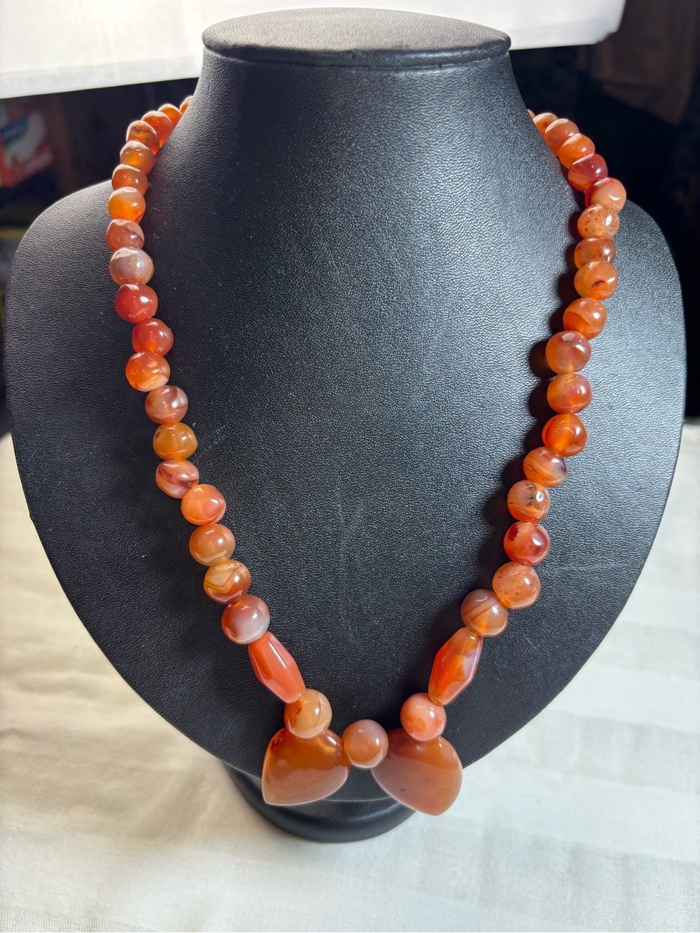 20” Carnelian double heart 💞 necklace
